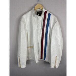 Vintage Richlu Cafe Racer Leather Jacket Le Mans Style Men 42 Steve McQueen